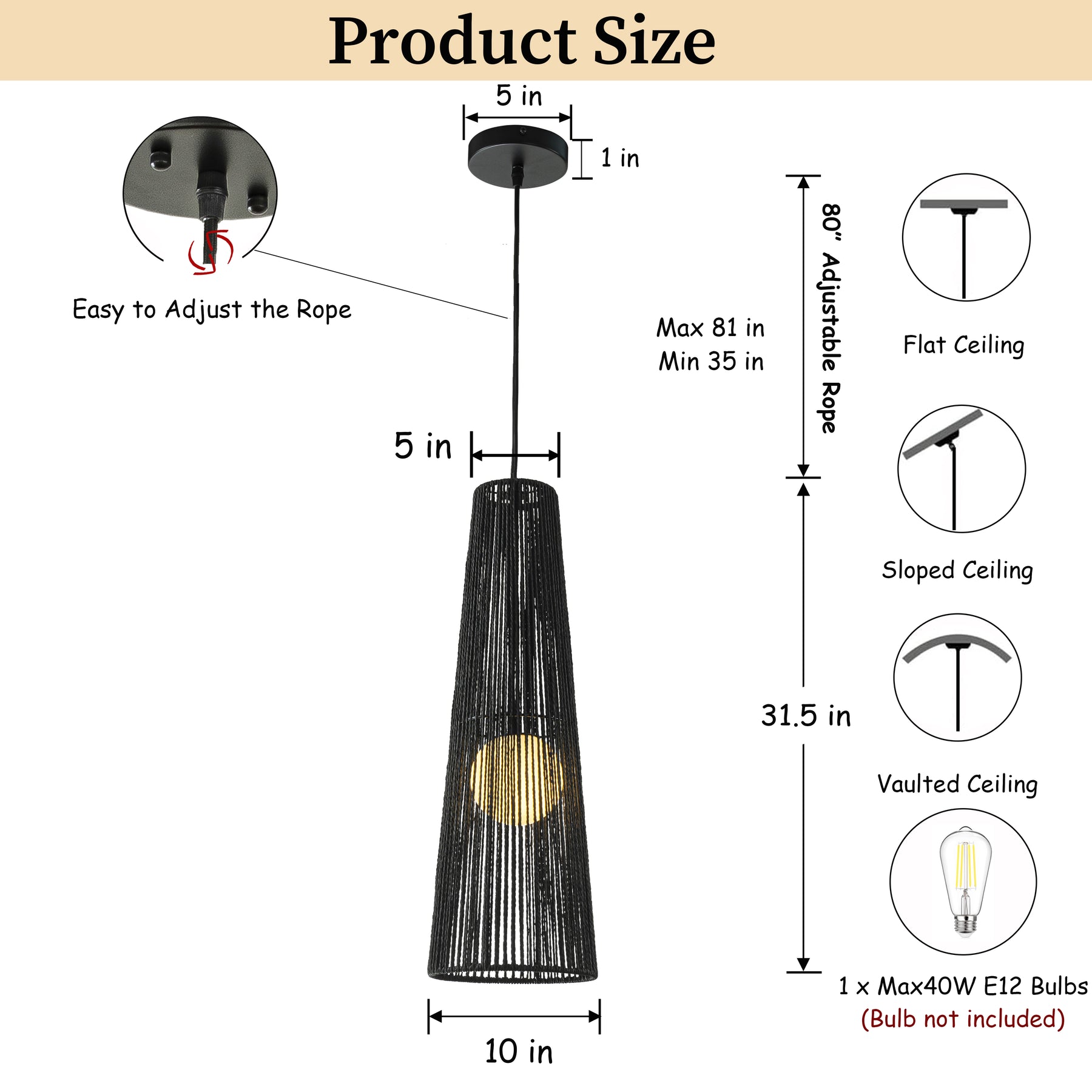 1-Light Modern Black Hand-Woven Rattan Staircase Chandelier Bubble Natural Long Pendant Light High Ceiling Hanging Lamp For Foyer Bedroom