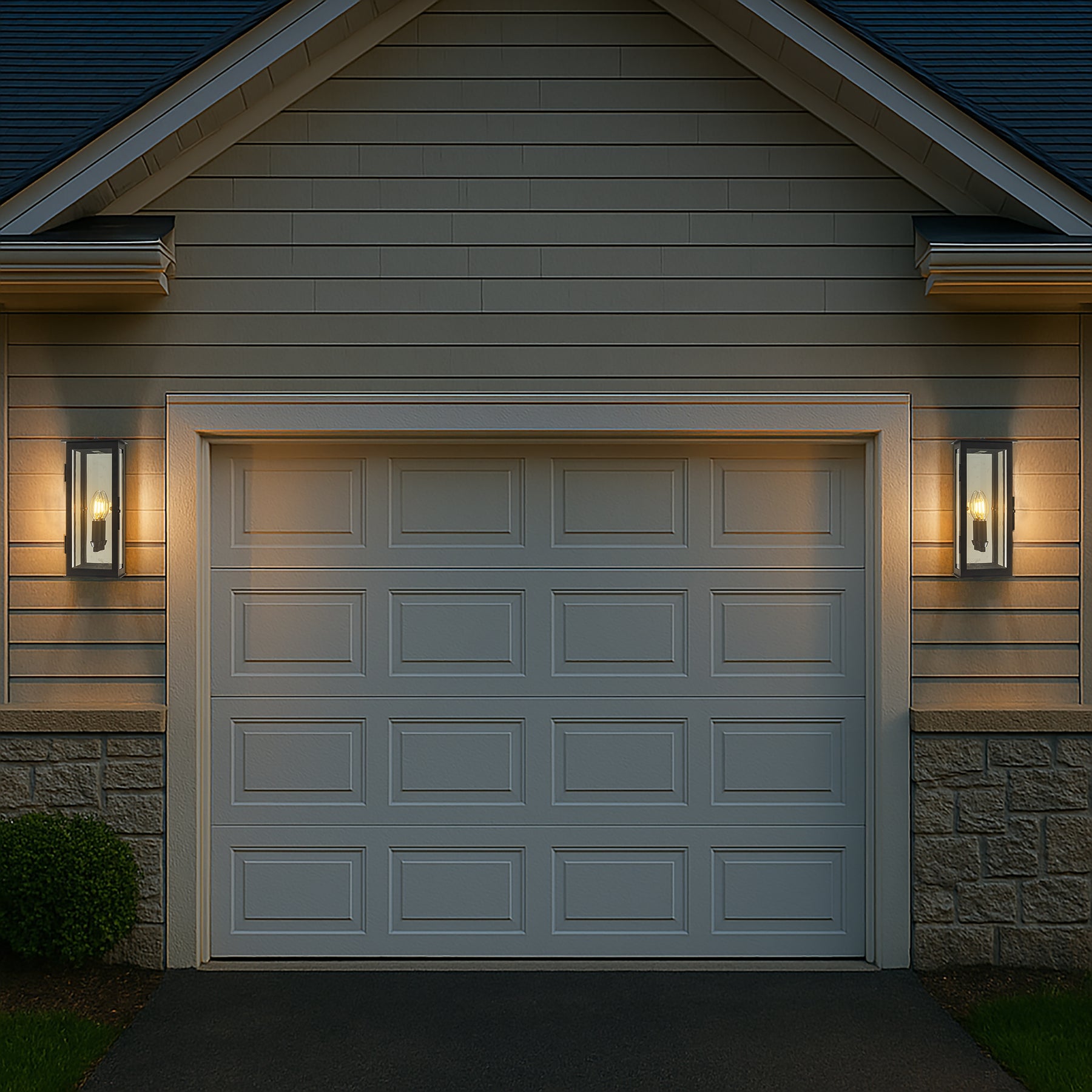 1 Light H12 in. Modern Matte Black Outdoor Wall Light with Dusk-to-Dawn Sensor Simplicity Exterior Wall Sconce with Clear Glass Shade for Porch Garden
