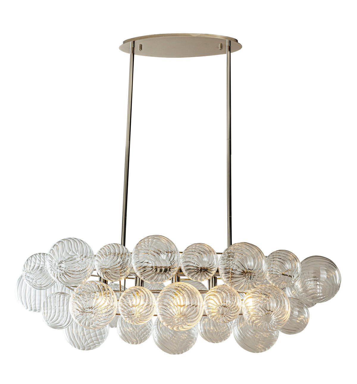 Glam 5-Light 43'' Modern Dining Room Chandelier with Hand-Blown Textured Clear Glass Globes and Chrome Finish
