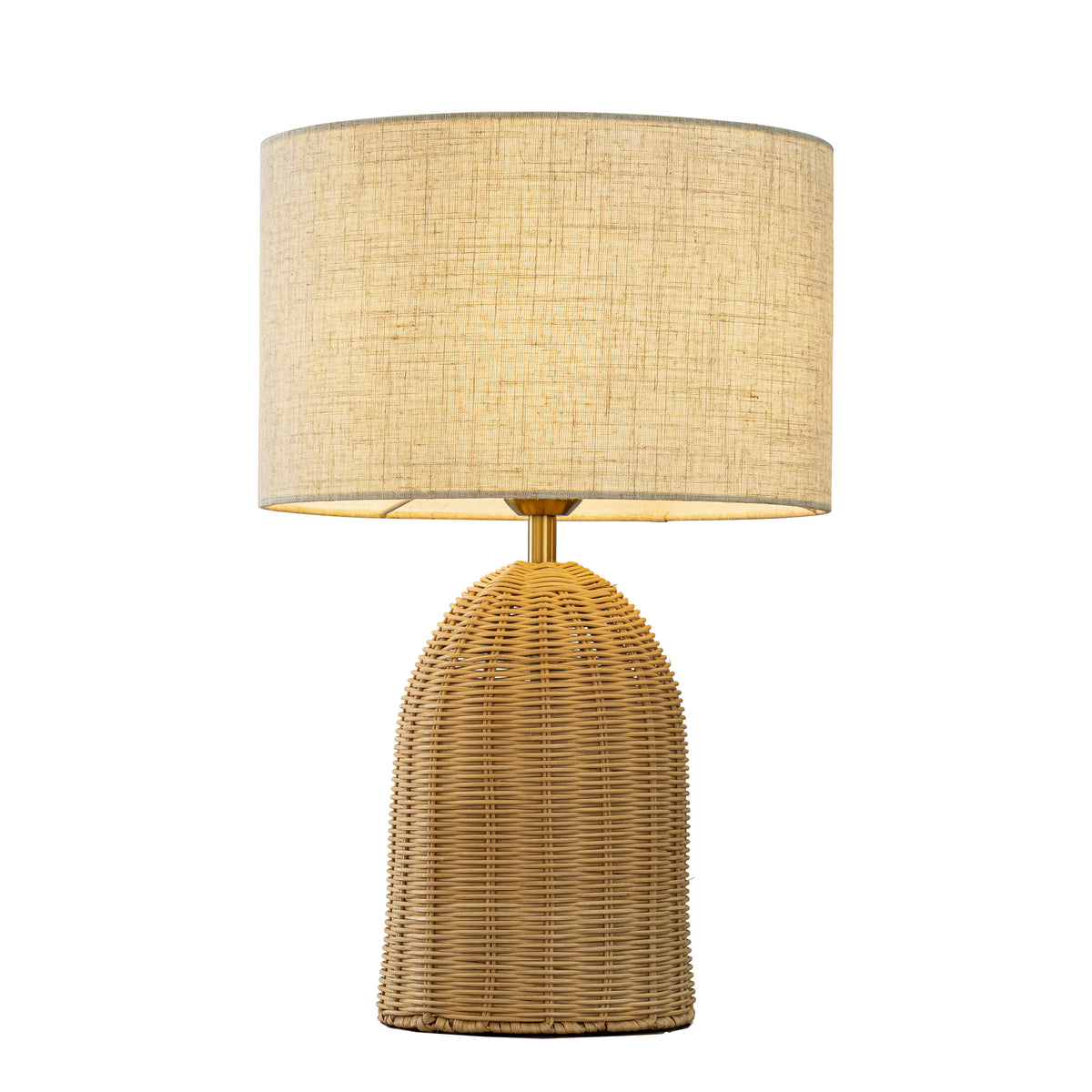 20'' Natural Rattan Bedside Table Lamp Coastal Nightstand Lamp with Classic Beige Fabric Shade for Bedroom, Living Room