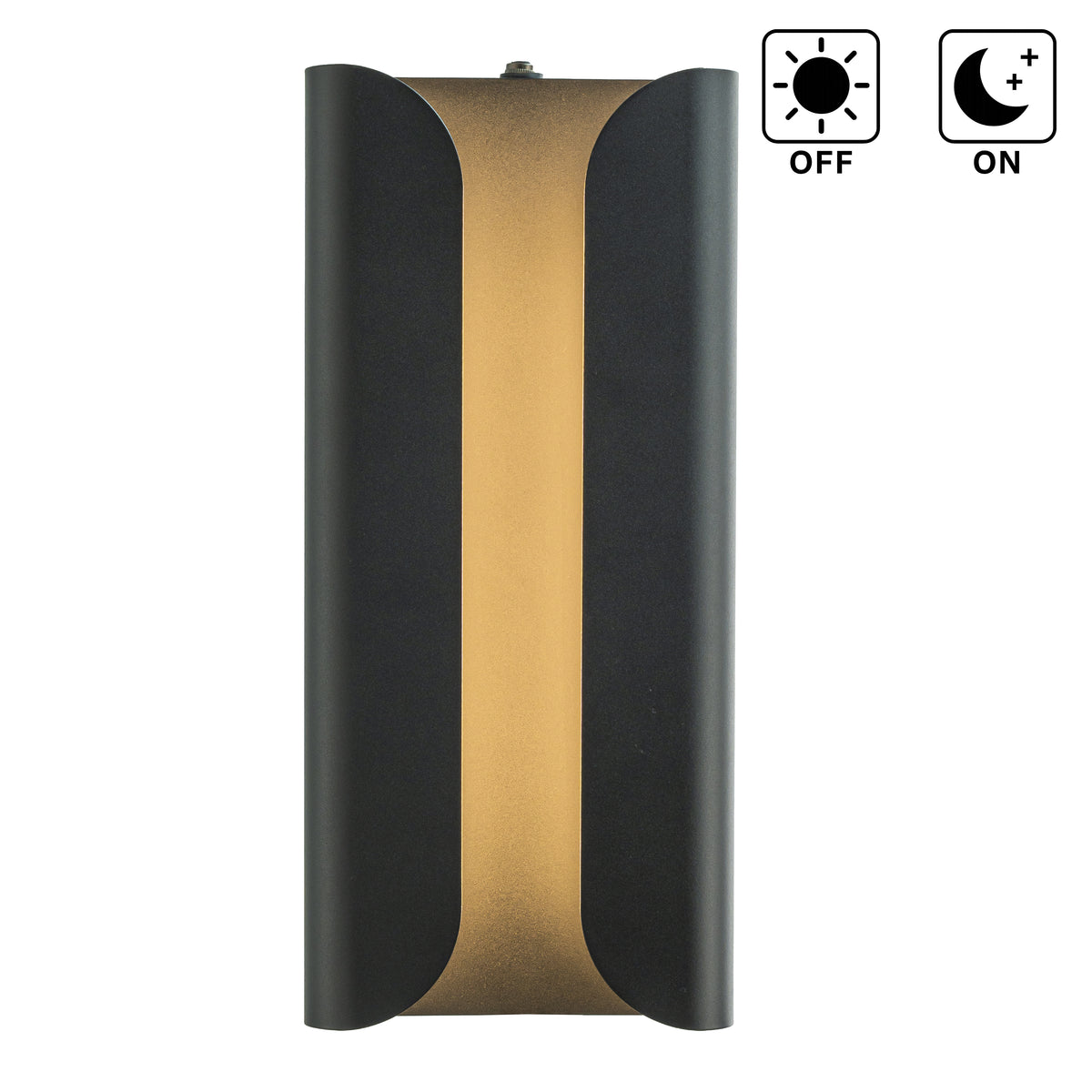 H15" Matte Black 24W Integrated LED Wall Sconce with Acrylic Shade Modern Simplicity Outdoor Wall Light with Dusk to Dawn Sensor for Porch Garage