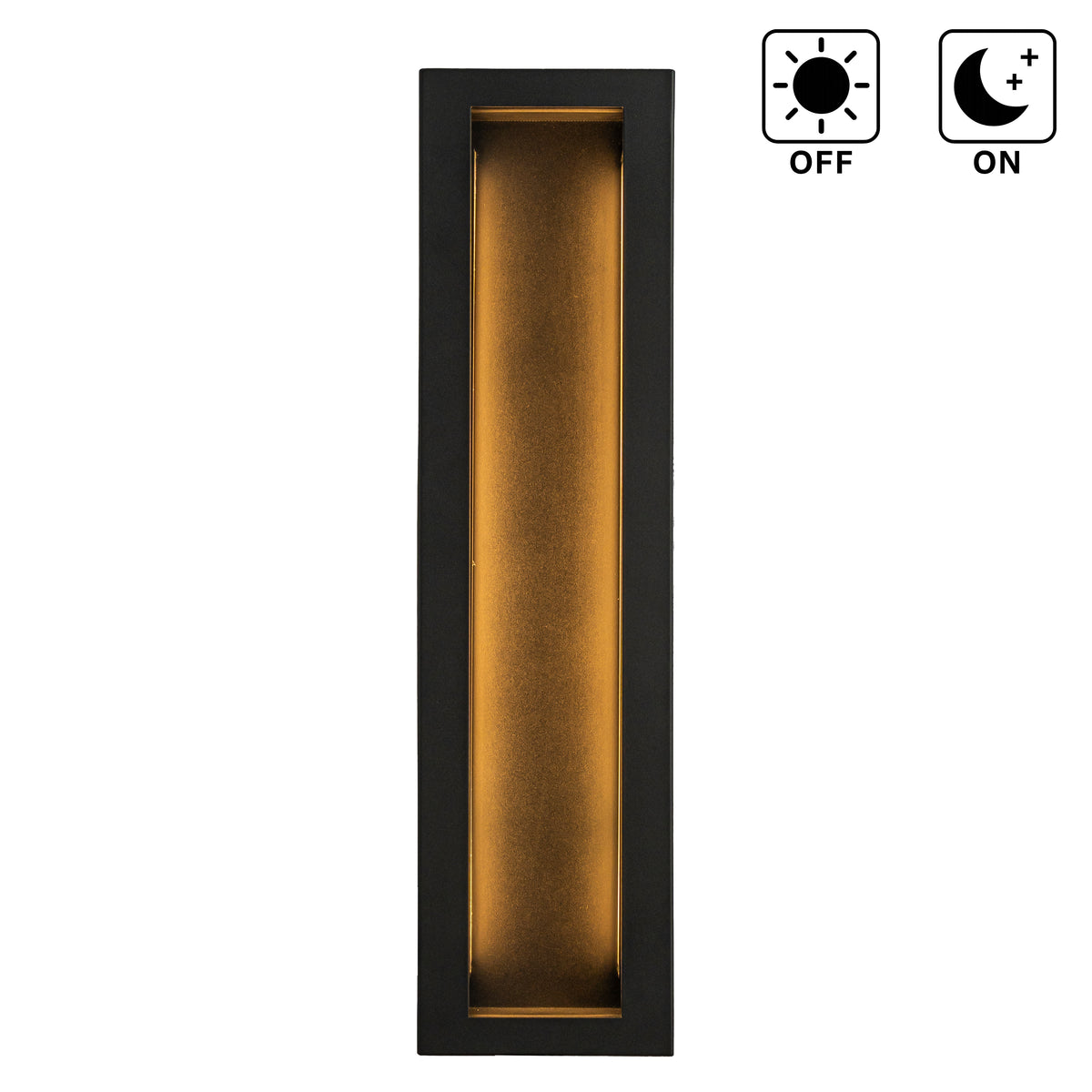 H20" Modern Outdoor Wall Light with Dusk to Dawn Sensor Linear Matte Black 30W Integrated LED Wall Sconce with Acrylic Shade for Porch Garage Entryway