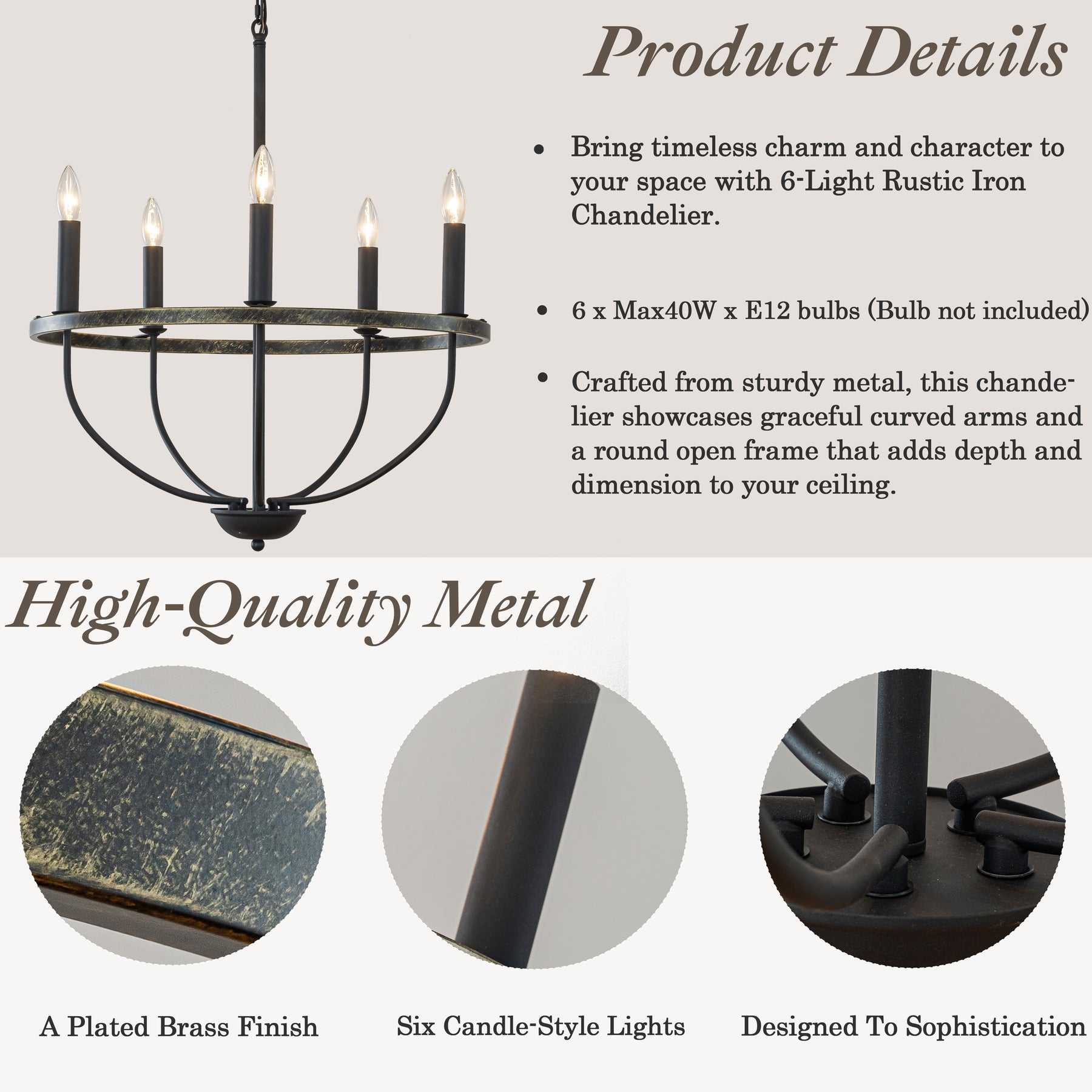 26'' 5-Light Modern Matt Black Classic Candelabra Chandelier Industrial Candle Pendant Light For Living Room Dining Room And Entryway