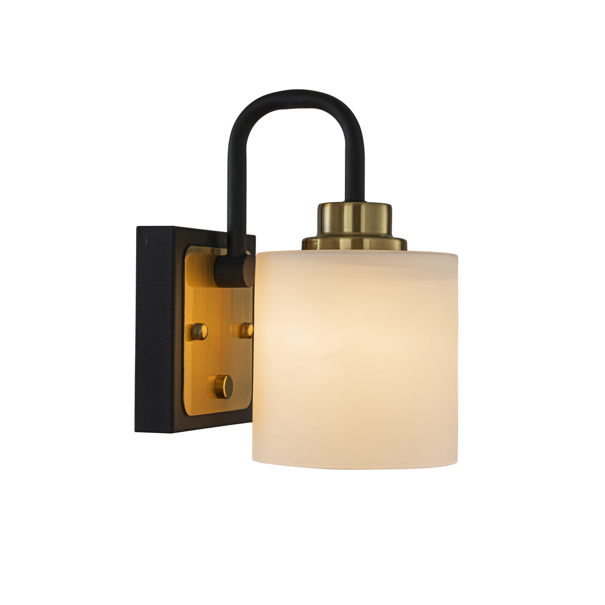 W5" 1-Light Modern Elegant Brass And Black Bathrooom Vanity Light With Milk White Glass Shades