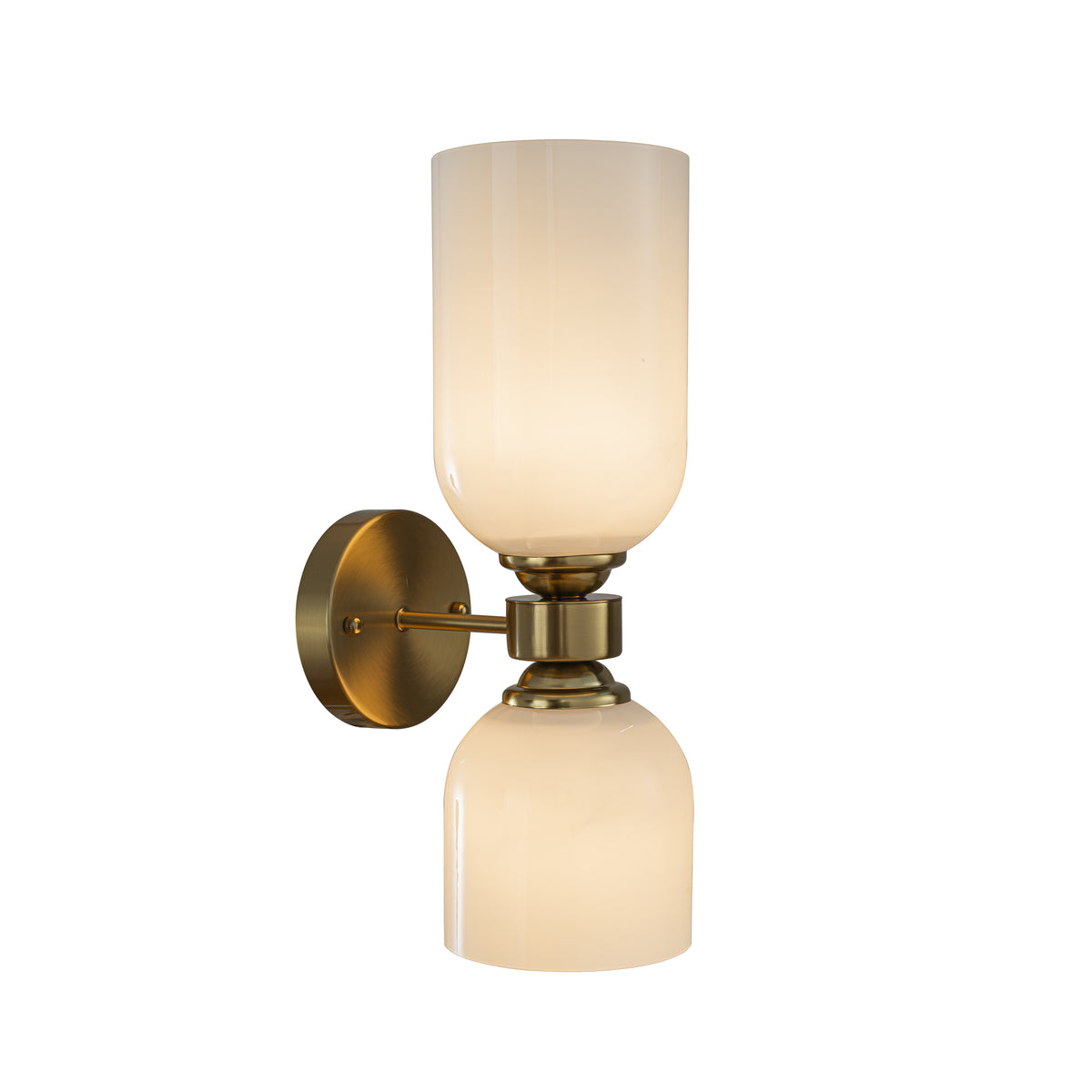 OPEN BOX-Vintage Brass 2-Light Wall Sconce with Milky Glass Shades Dimmable Vanity For Bathroom Or Hallway