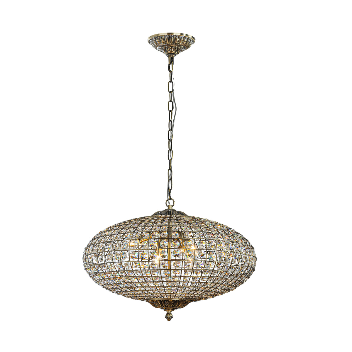 25'' Wide 6-Light Retro French Crystal Drum Chandelier in Antique Bronze With Vintage Patina Dimmable for Dining Room or Bedroom