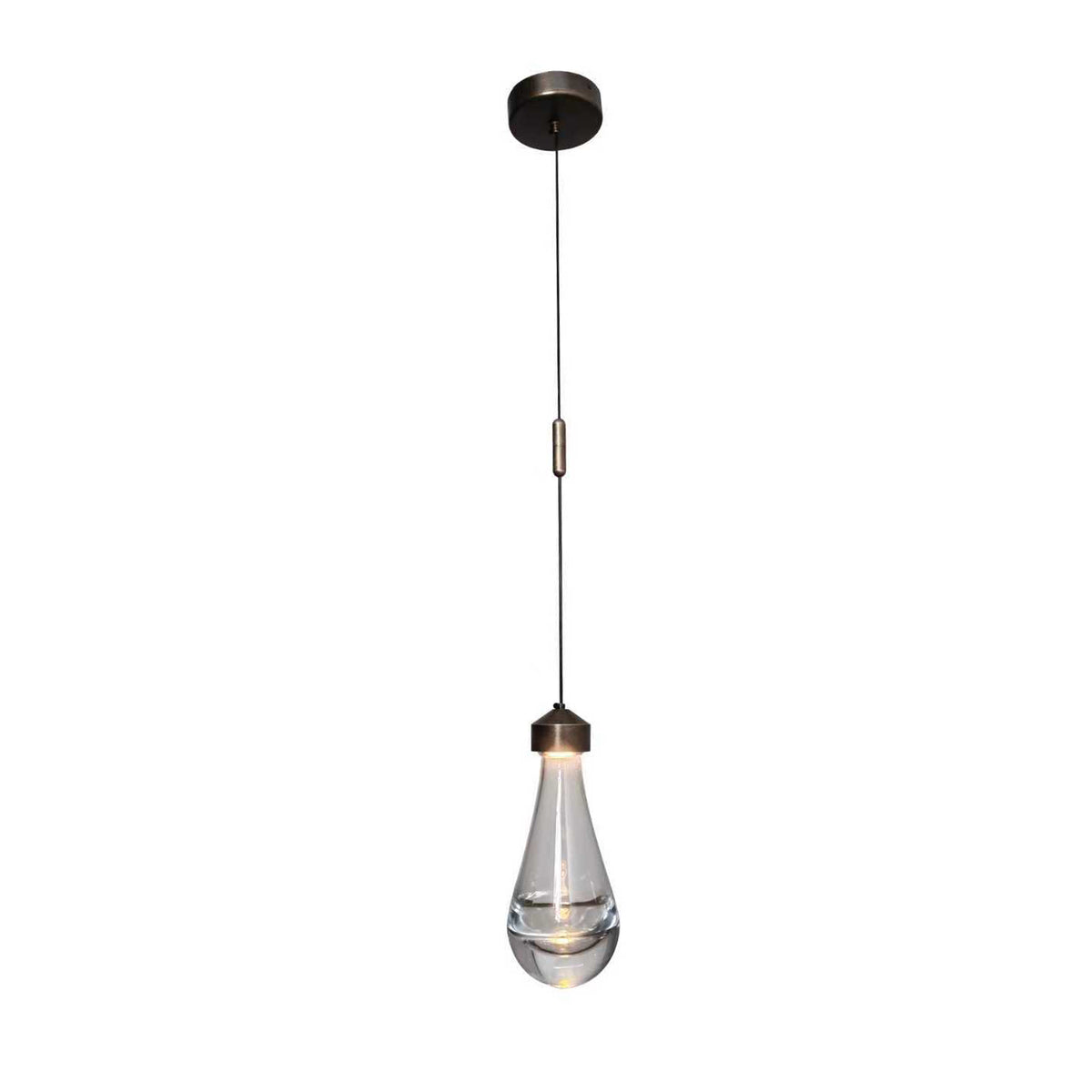 1-Light 5" Modern Teardrop Glass Integrated LED Pendant Light In Bronze Finish for Kitchen Island or Study Room