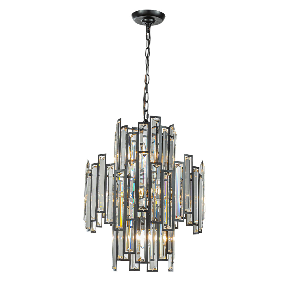 10-Light 18" Wide Modern and Contemporary Luxury Black Metal with Clear Crystal Chandelier for Dining Room, Living Room, Foyer, Entryway