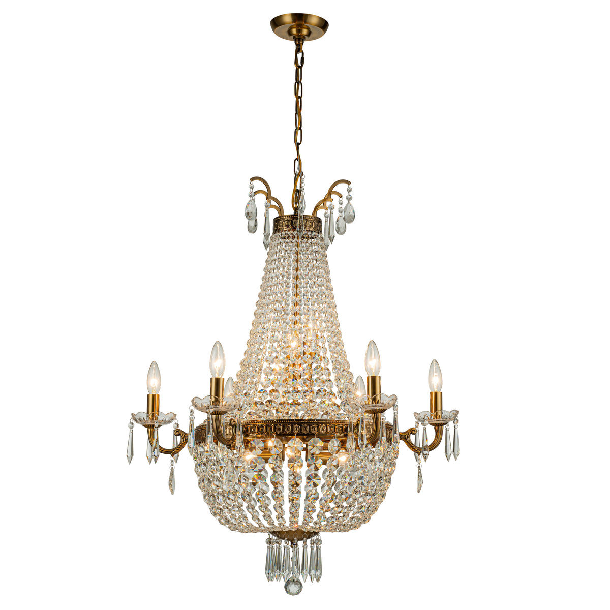 Classic 12-Light Antique Bronze Empire Crystal Chandelier
