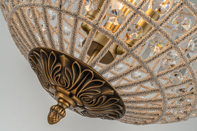 Vintage Antique Brass French Handmade Crystal Globe Chandelier