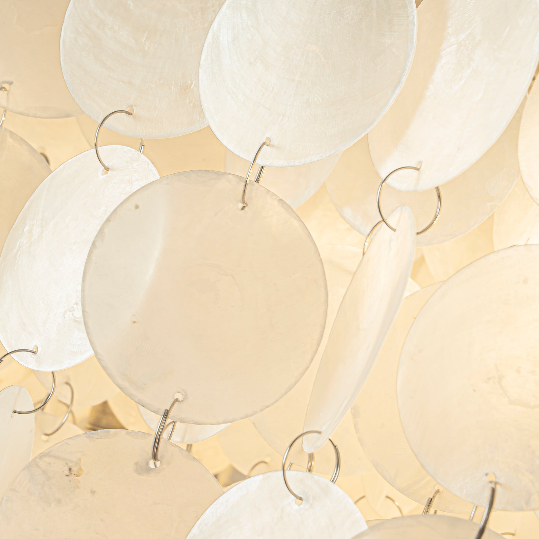 Coastal Capiz Shell Chandelier with Antique Gold Metal