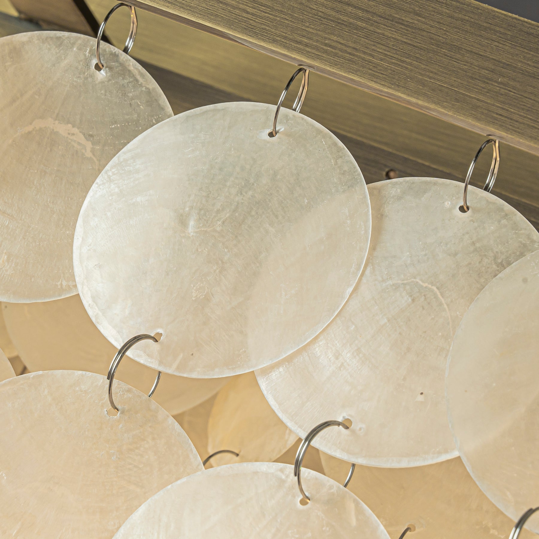 Coastal Capiz Shell Chandelier with Antique Gold Metal