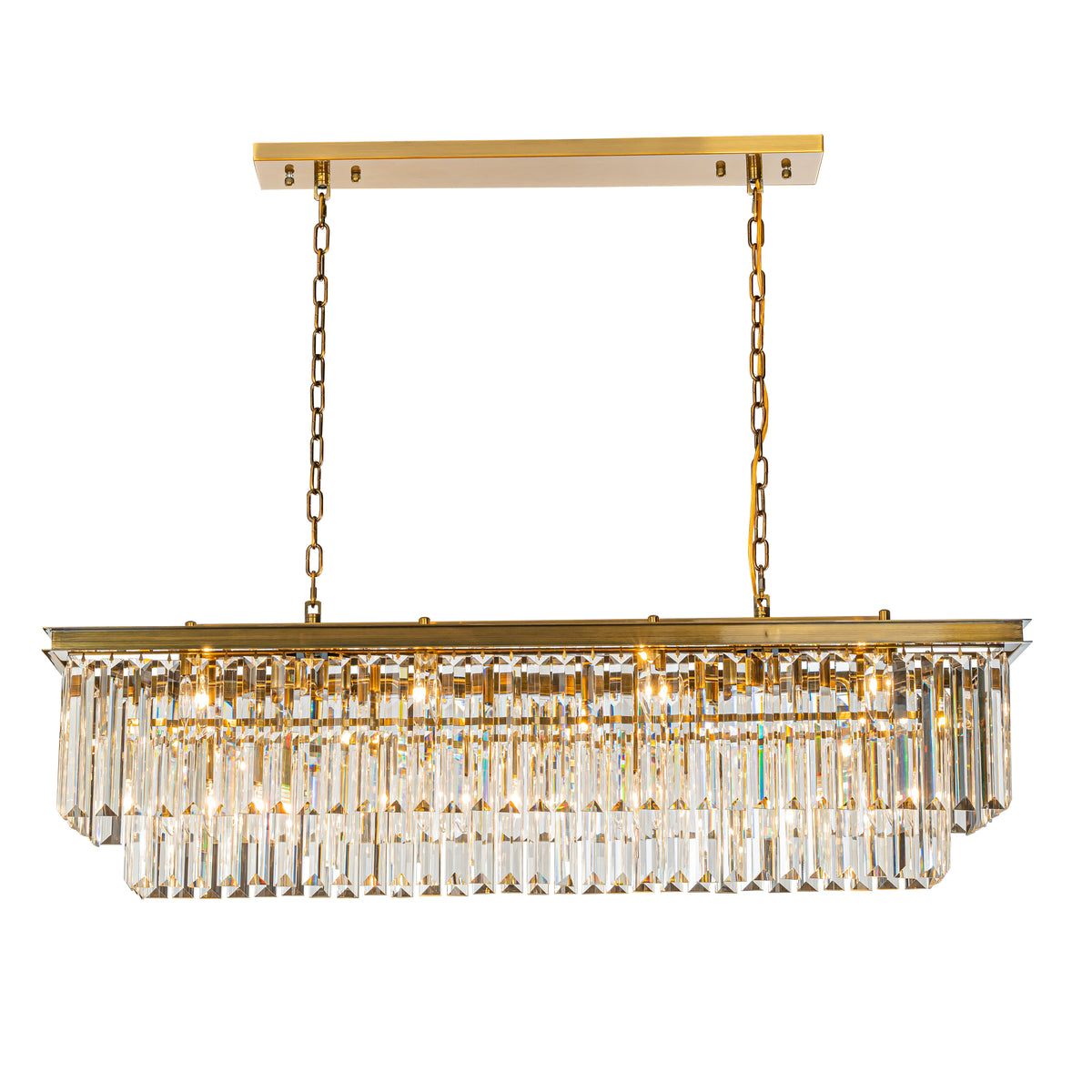 OpenBox 12-Light Modern Gold Fringe Crystal Chandelier for Dining Room with Crystal Accents