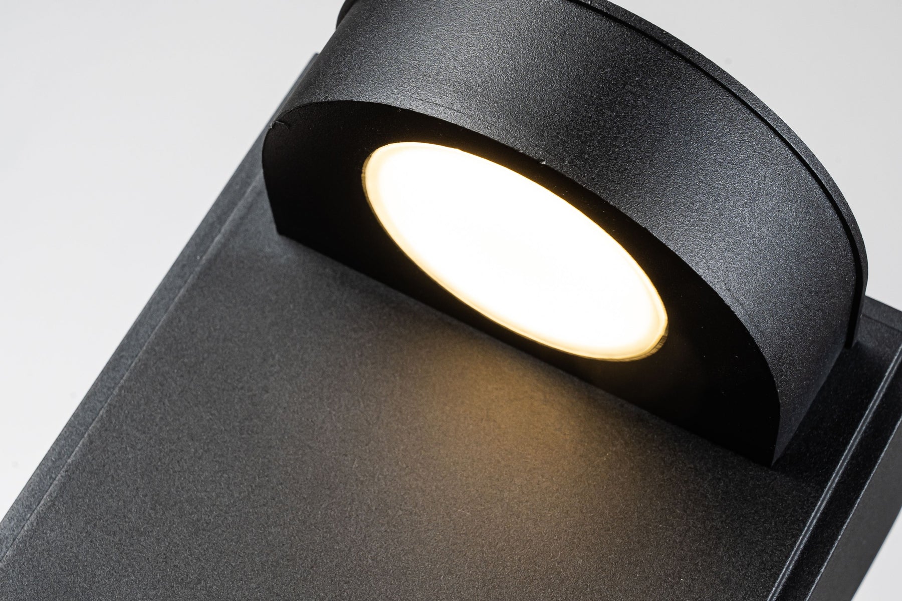 OPEN BOX-Black LED Wall Lantern with Dusk-to-Dawn Sensor and GFCI Outlets