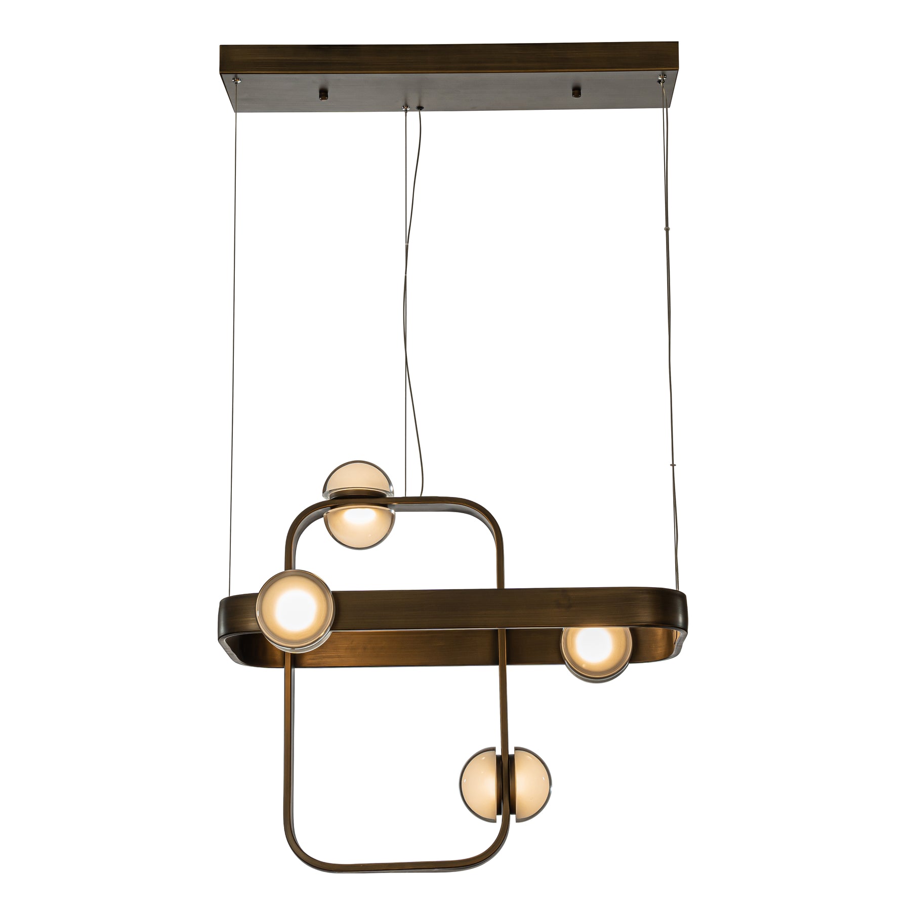 Modern Geometric LED Chandelier in Antique Copper