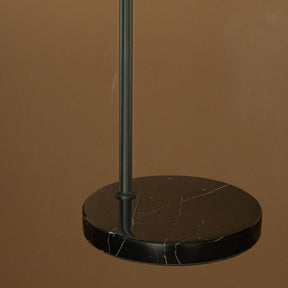 75" Black Arc Floor Lamp with Bamboo Shade and Marble Base