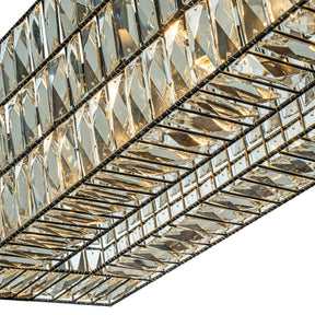 Modern Luxury Matte Black Rectangular Chandelier with Diamond Crystal