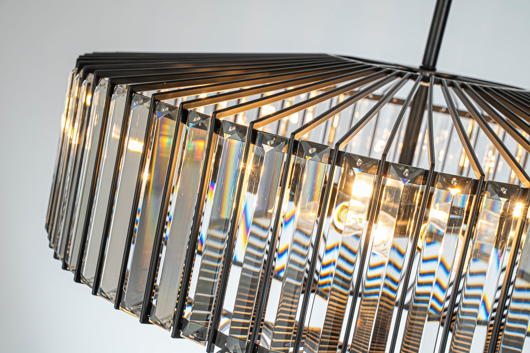 24'' Unique Modern Crystal Chandelier 6-Light Luxury Matte Black Pendant with Clear Crystal For Dining Room And Entryway