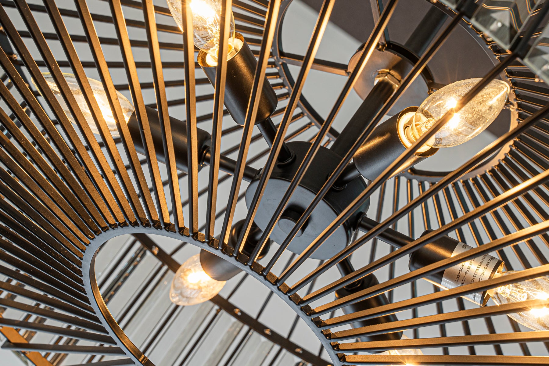 24'' Unique Modern Crystal Chandelier 6-Light Luxury Matte Black Pendant with Clear Crystal For Dining Room And Entryway