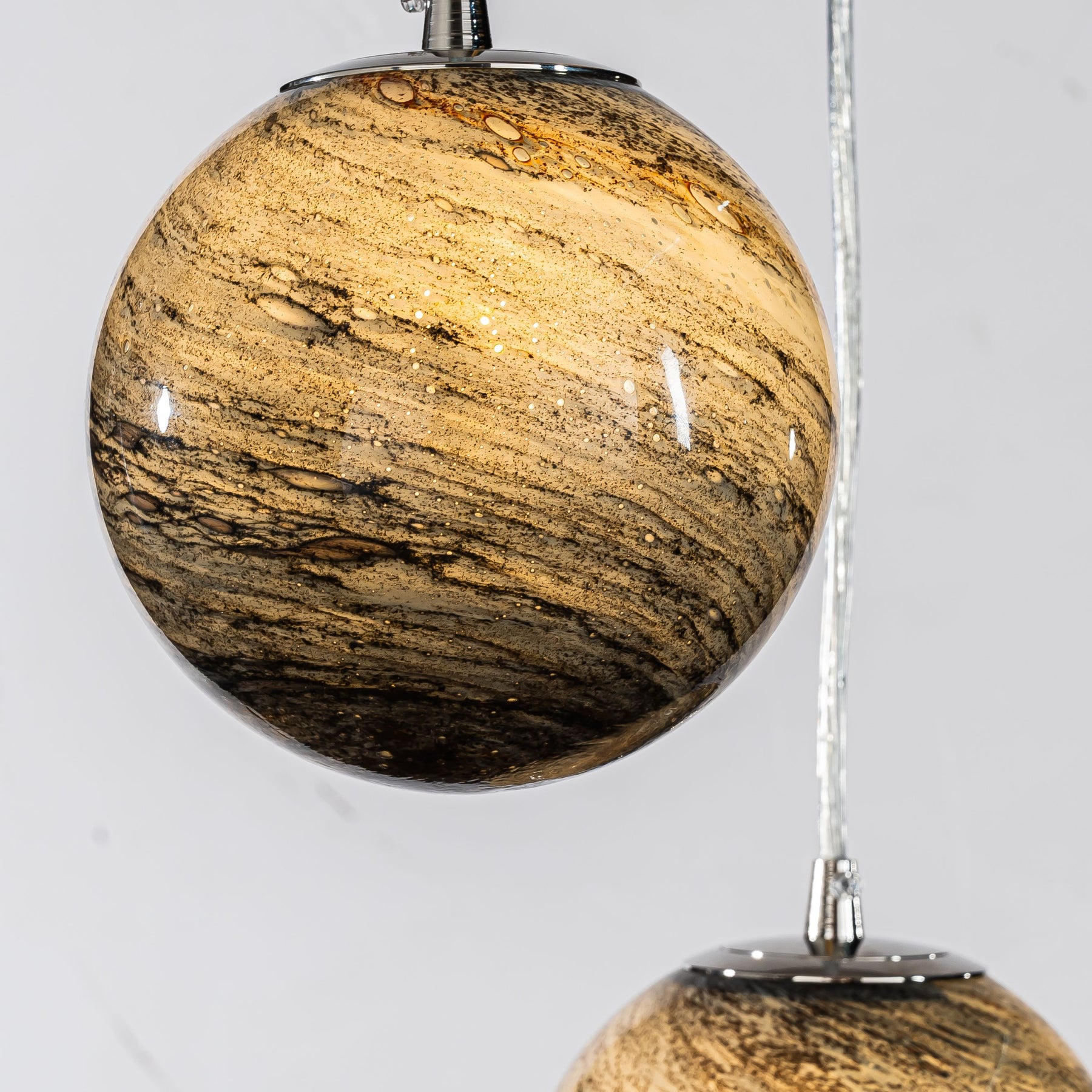 Unique Handblown Glazed Glass Pendant Lamp