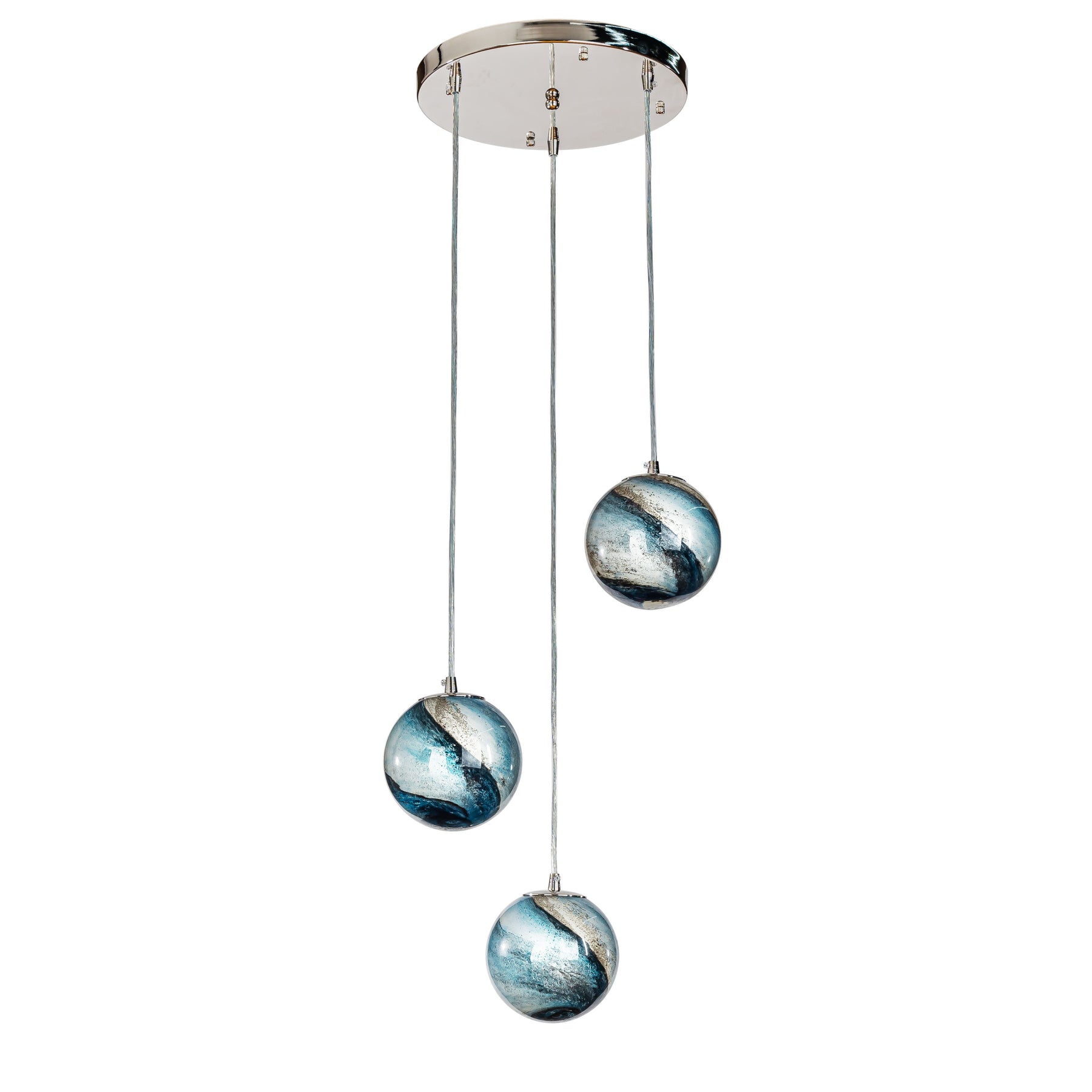 Unique Handblown Glazed Glass Pendant Lamp