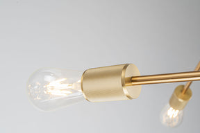 Mid-Century Modern Sputnik Chandelier in Brass Industrial Linear Pendant Light