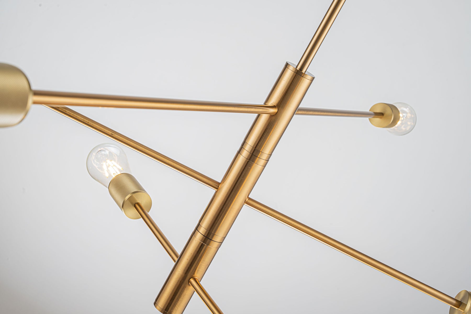 Mid-Century Modern Sputnik Chandelier in Brass Industrial Linear Pendant Light