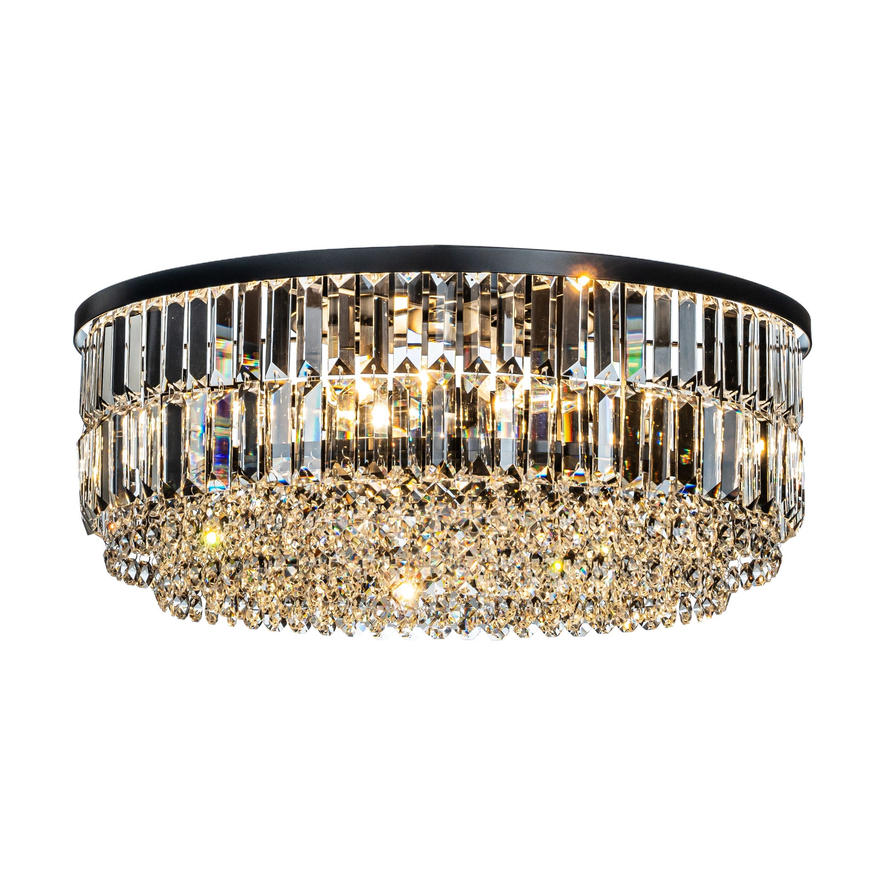 Modern Glam Matte Black Crystal Flush Mount