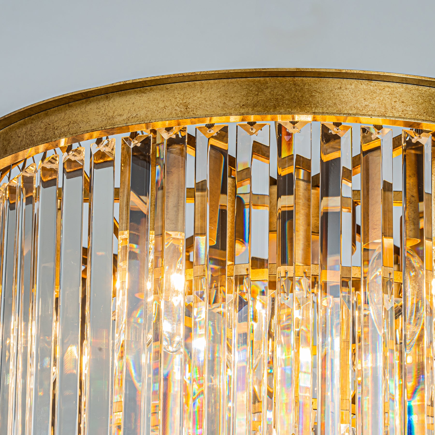 Modern Unique Tiered Crystal Flush Mount Lighting in Matte Gold