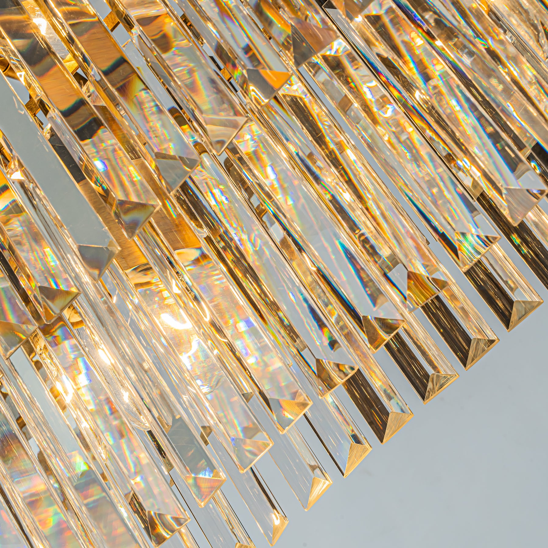 Modern Luxury Rectangle Fringe Crystal Chandelier in Antique Gold