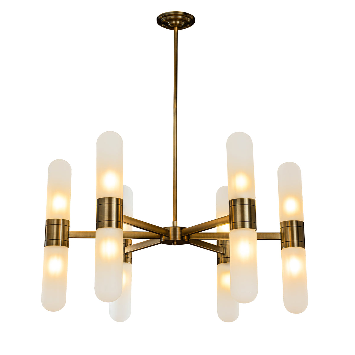 12-Light 35'' Modern Round Dining Room Chandelier Bronze Classic Frosted Glass Kitchen Light Fixures