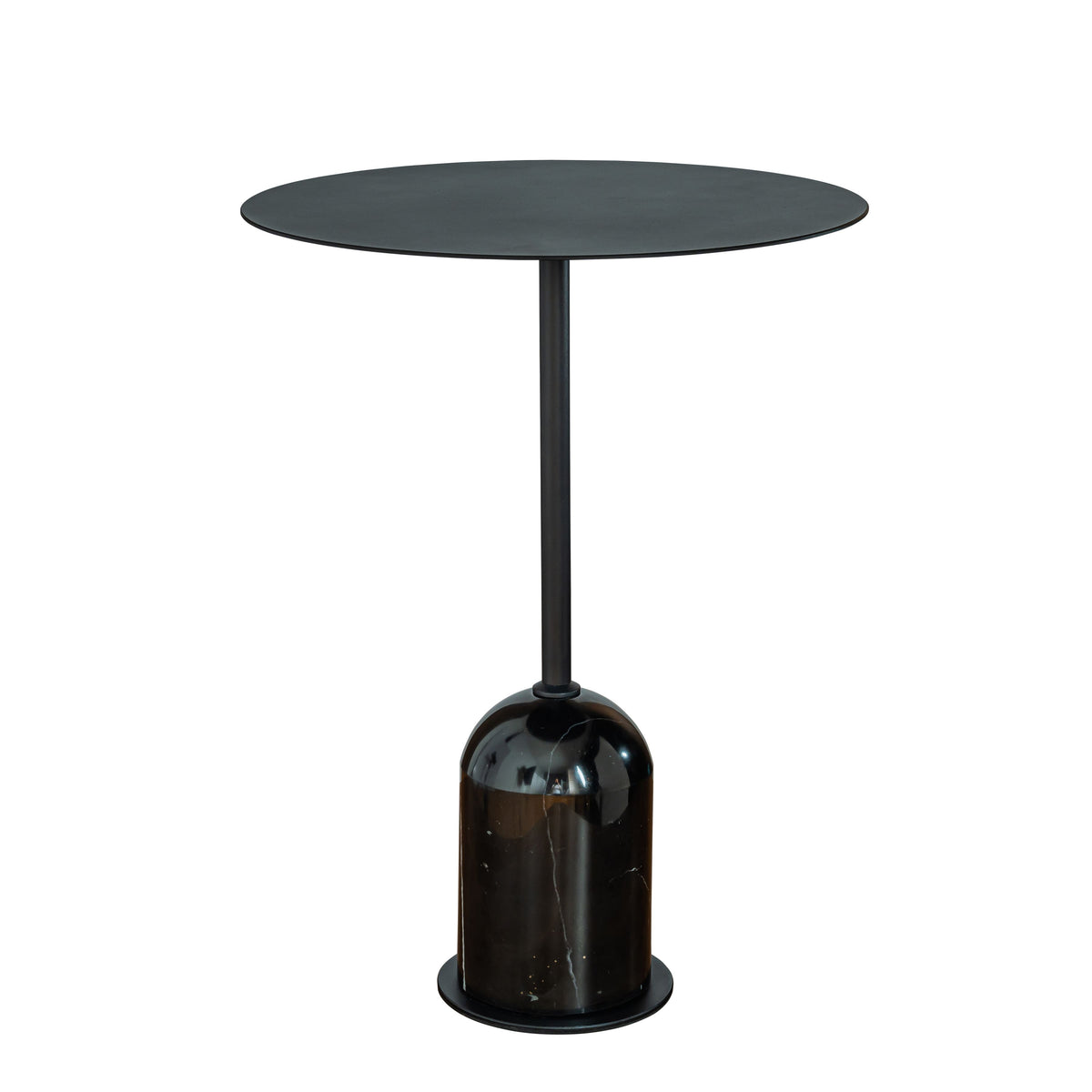 Modern Metal Single Round Black Coffee Table with Marble Base