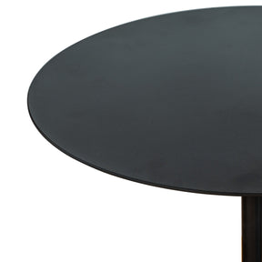 Modern Metal Single Round Black Coffee Table with Marble Base