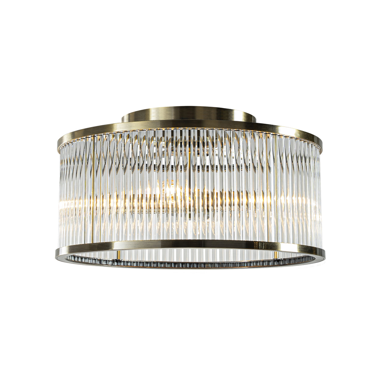 4 Lights W16 in Drum Glass Close to Ceiling Light in Antique Bronze Contemporary Round Dimmable  Flush Mount Ceiling Light