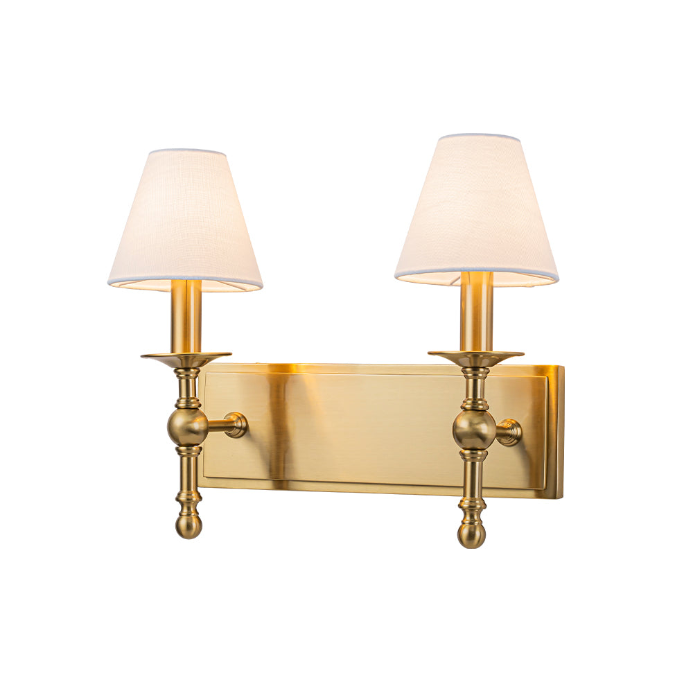 16'' 2-Light Classic Warm Brass Wall Sconces Dimmable Contemporary Double Shade Bath Sconce For Hallway Bathroom Bedroom