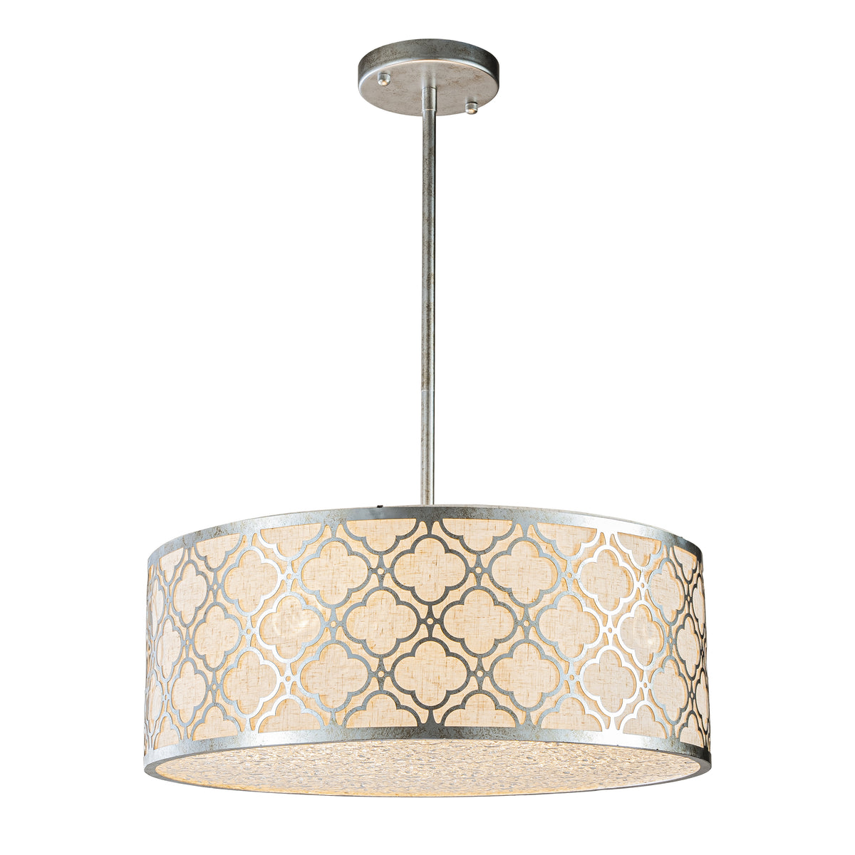 5 Light 22" Modern Classic Linen Drum Matte Vintage Silver Chandelier for Dining Room, Bedroom, or Living Room