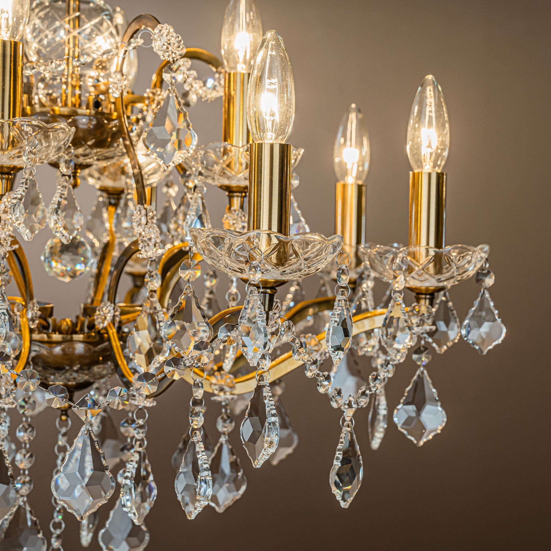 OPEN BOX - Two-Tiered French Antique Gold Crystal Chandelier