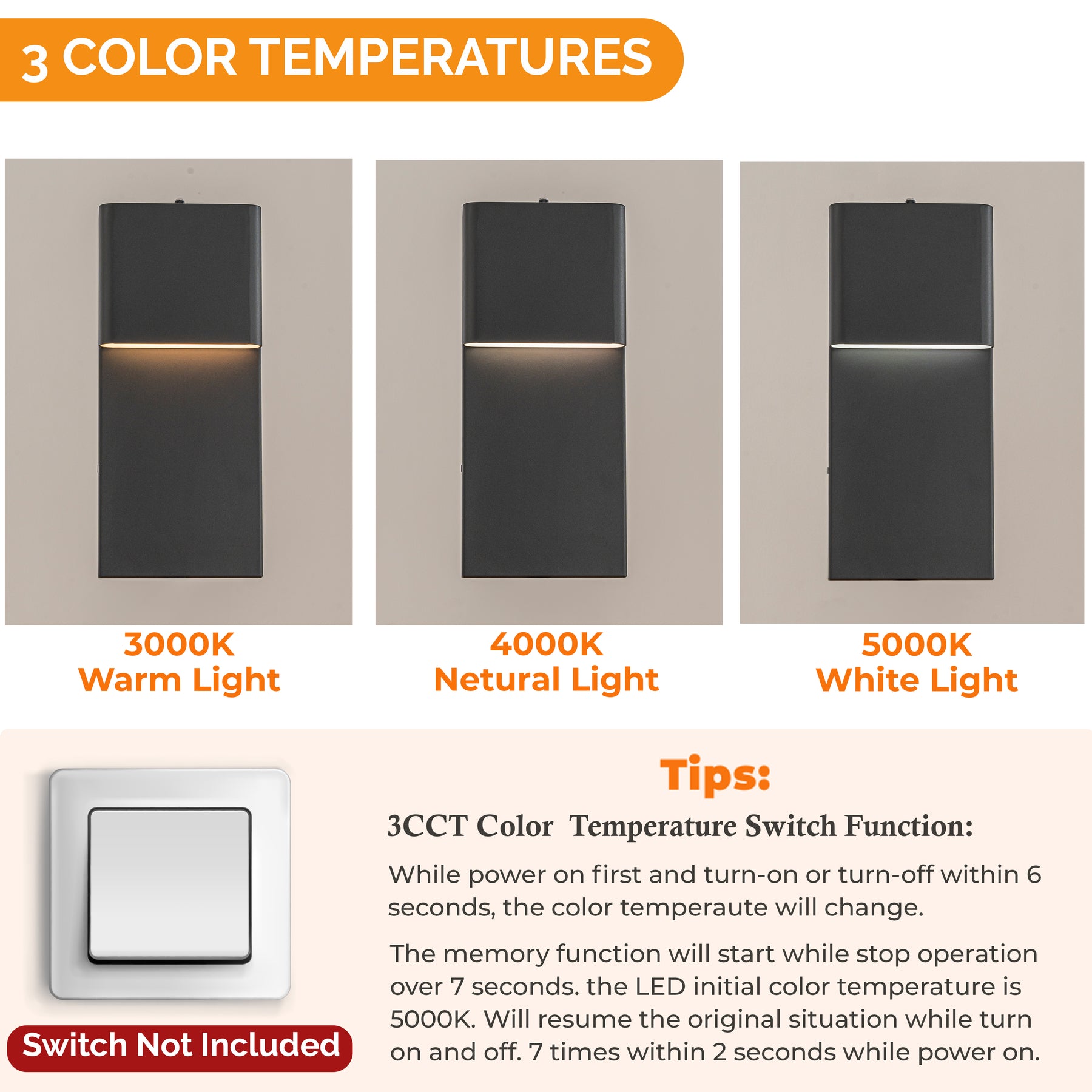 1-Light H13 in Modern Simple Sqaure 10W Integrated LED Outdoor Wall Sconce with Dusk to Dawn Sensor in Matte Black for Porch Patio