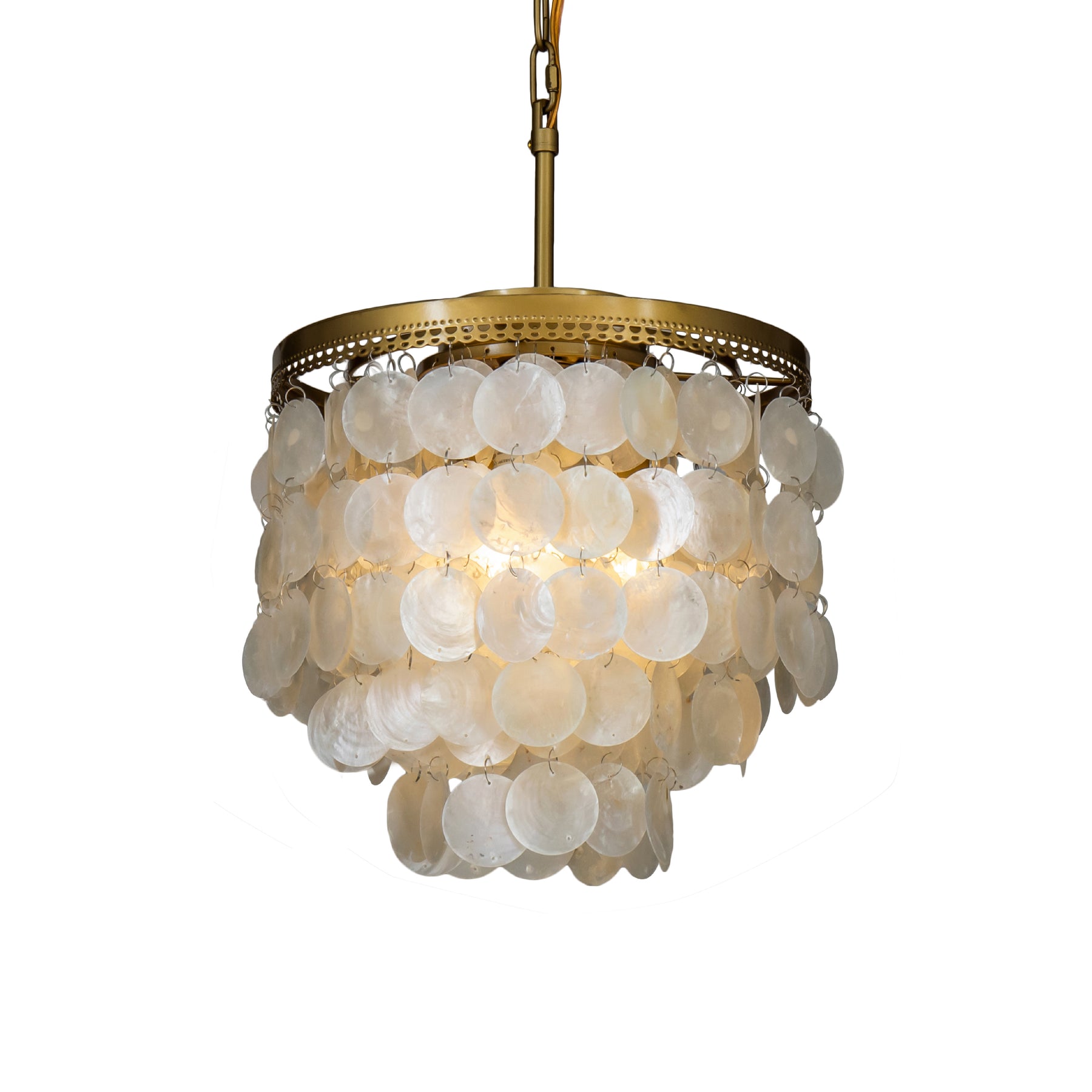 Coastal Capiz Shell Chandelier in Painted Brass