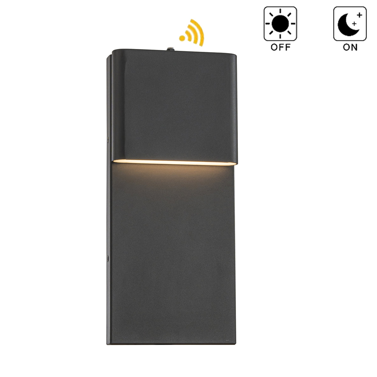 1-Light H13 in Modern Simple Sqaure 10W Integrated LED Outdoor Wall Sconce with Dusk to Dawn Sensor in Matte Black for Porch Patio