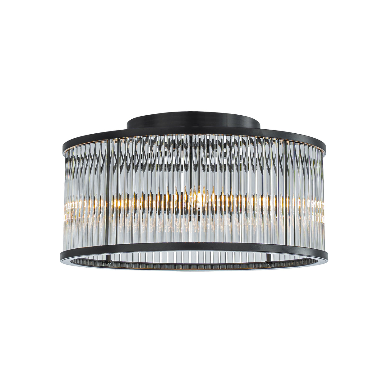 4 Lights W16 in Drum Glass Close to Ceiling Light in Matte Black Contemporary Round Dimmable  Flush Mount Ceiling Light