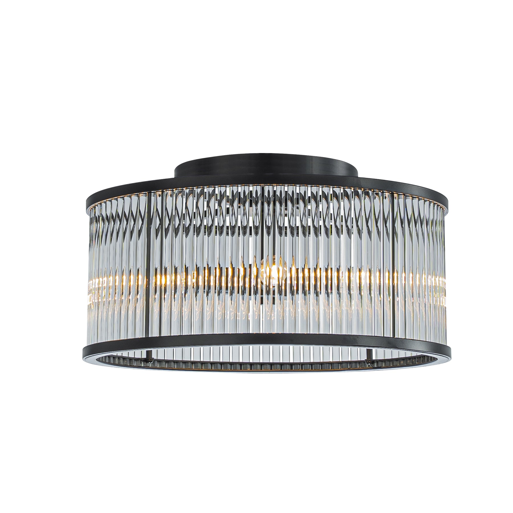 4 Lights W16 in Drum Glass Close to Ceiling Light in Matte Black Contemporary Round Dimmable Flush Mount Ceiling Light