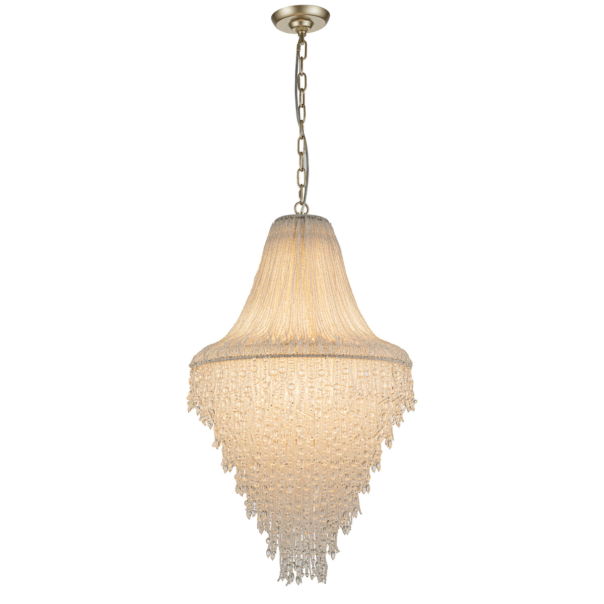 Vintage Luxury Elegance Chandelier with Clear Crystal Beads in Antique Silver