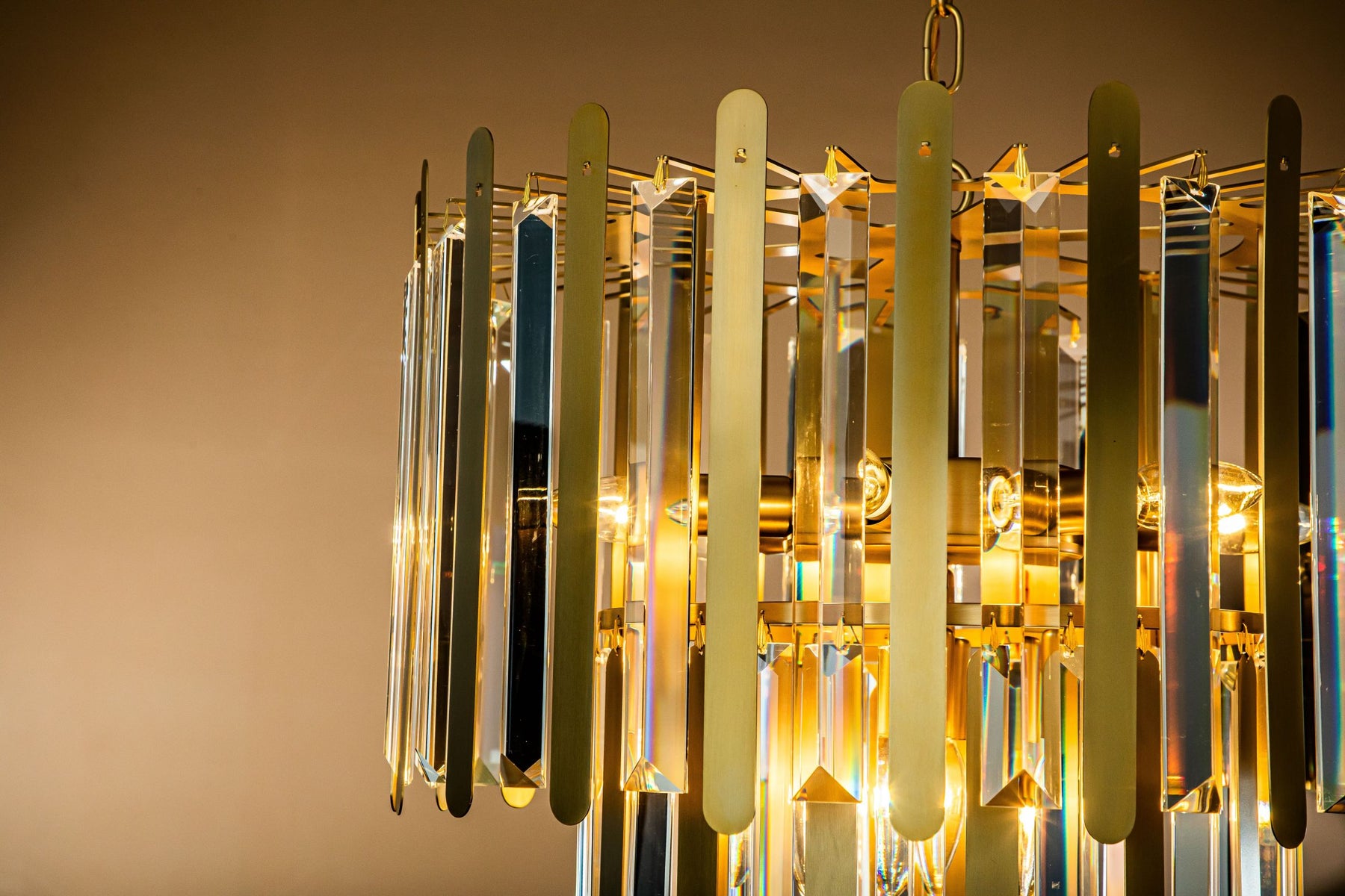 Modern Gold Stainless Steel Crystal Chandelier
