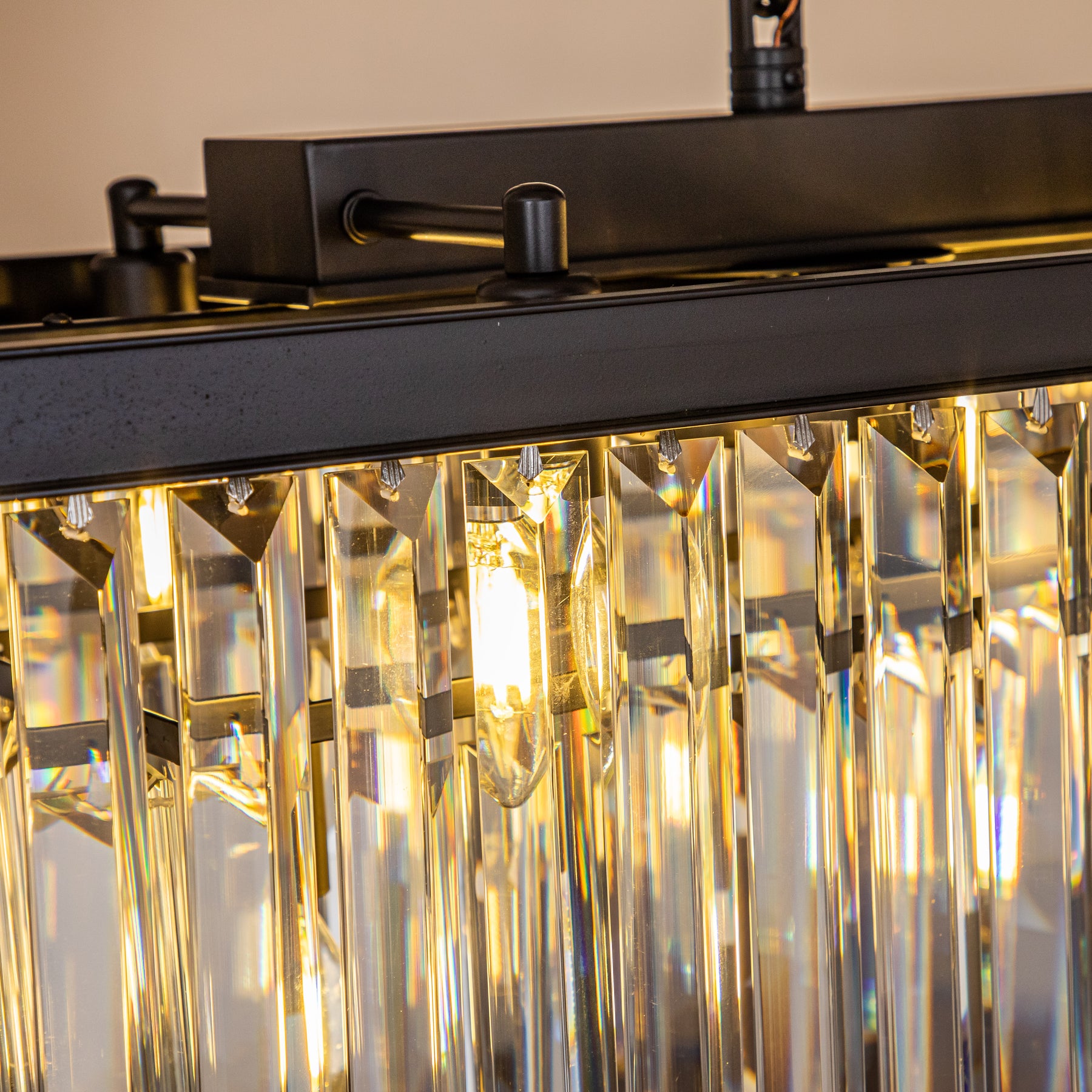 Contemporary Crystal Chandelier for Dining Room in Matte Black