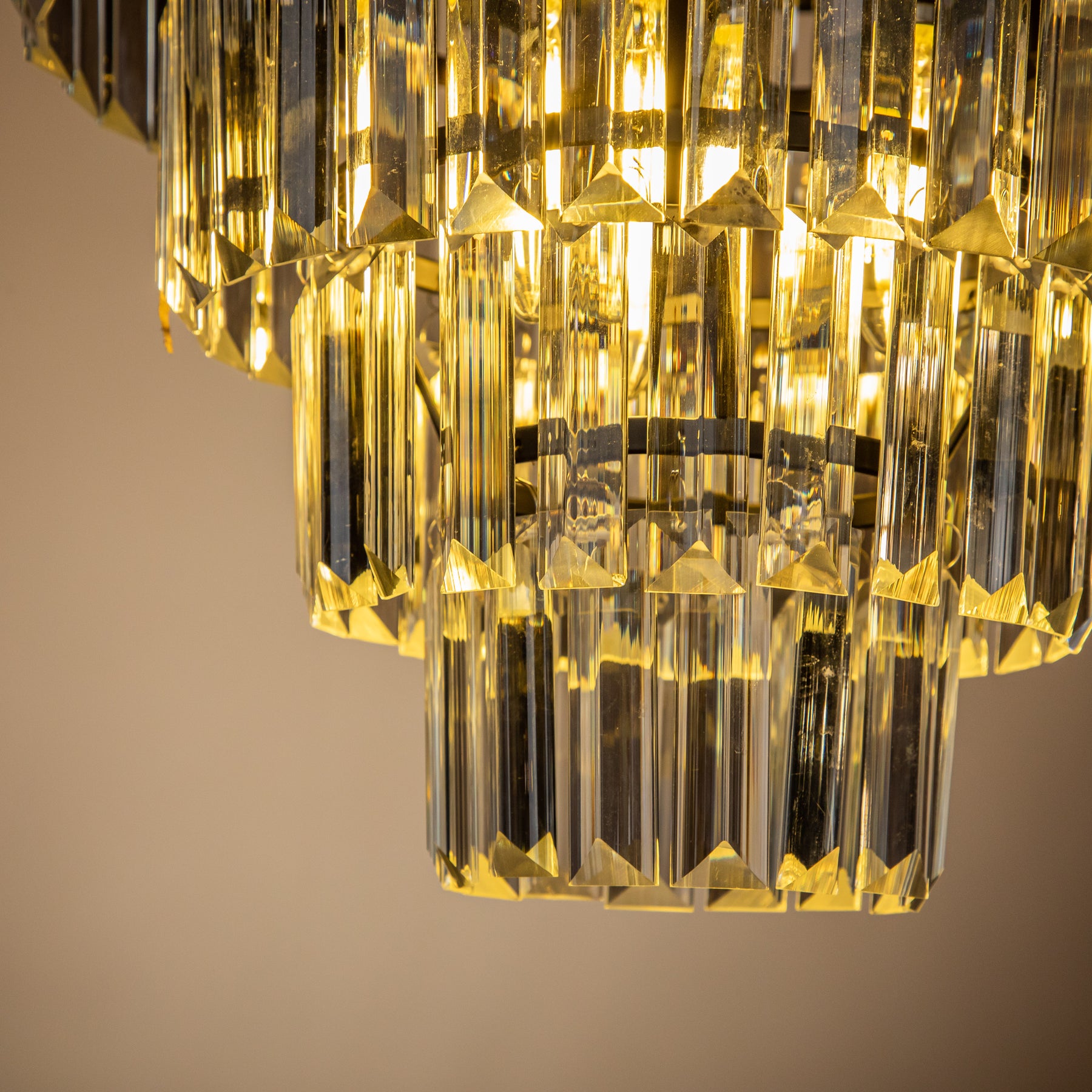 Modern Matte Black Tier Crystal Chandelier