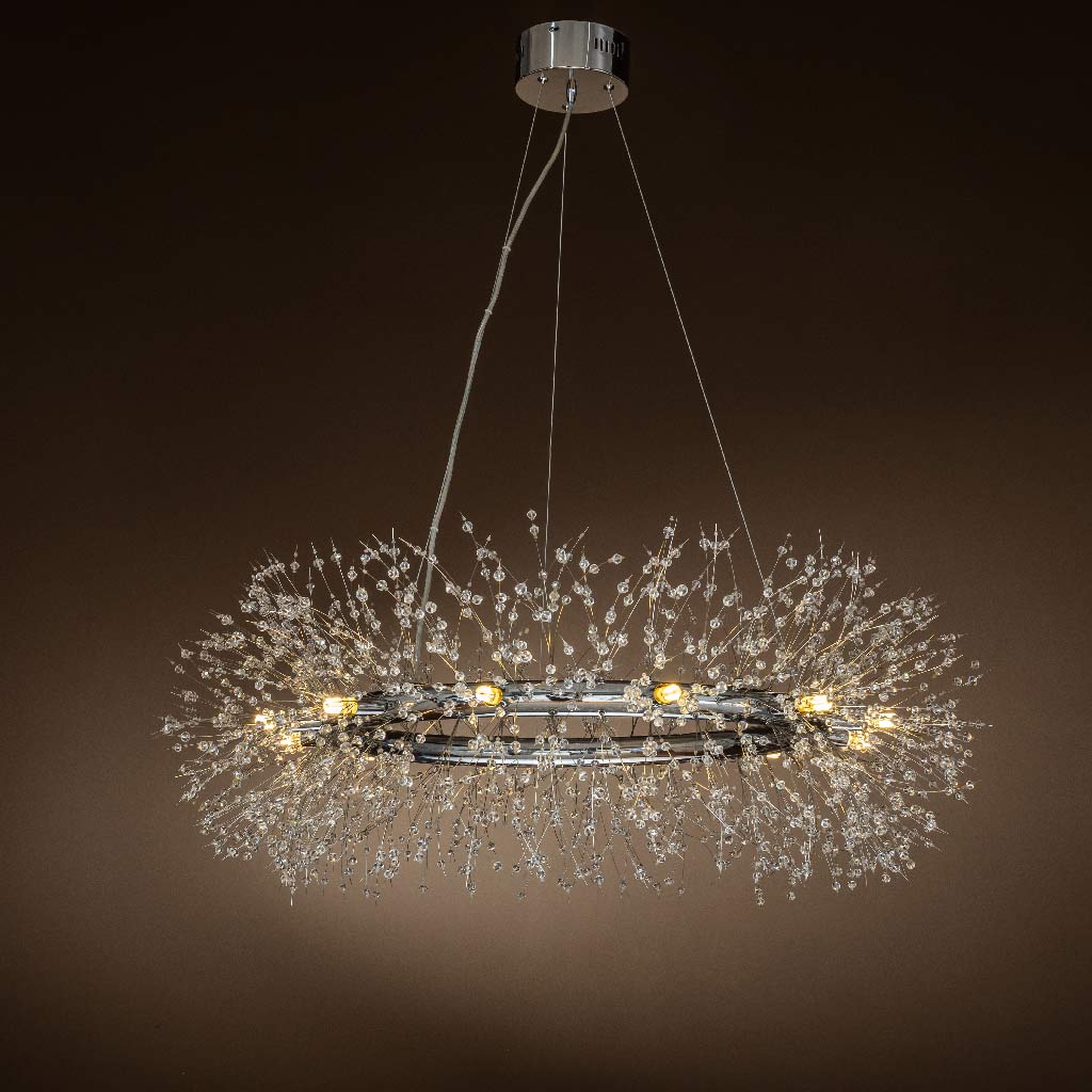 Chrome Crystal Firework Chandelier-12 Lights