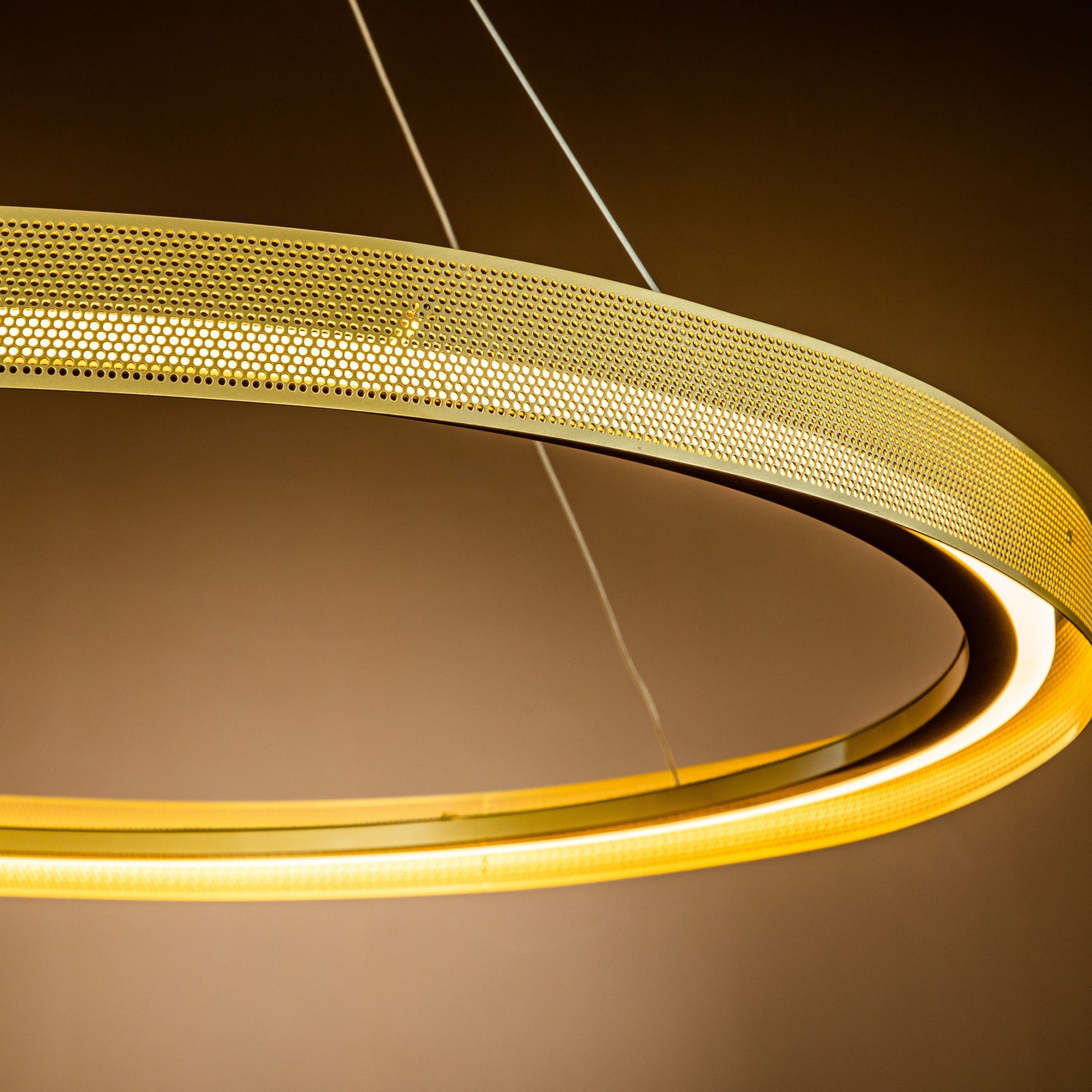 OPEN BOX-Modern And Contemporary 1-Light Round Pendant Antique Gold LED Ring Chandelier