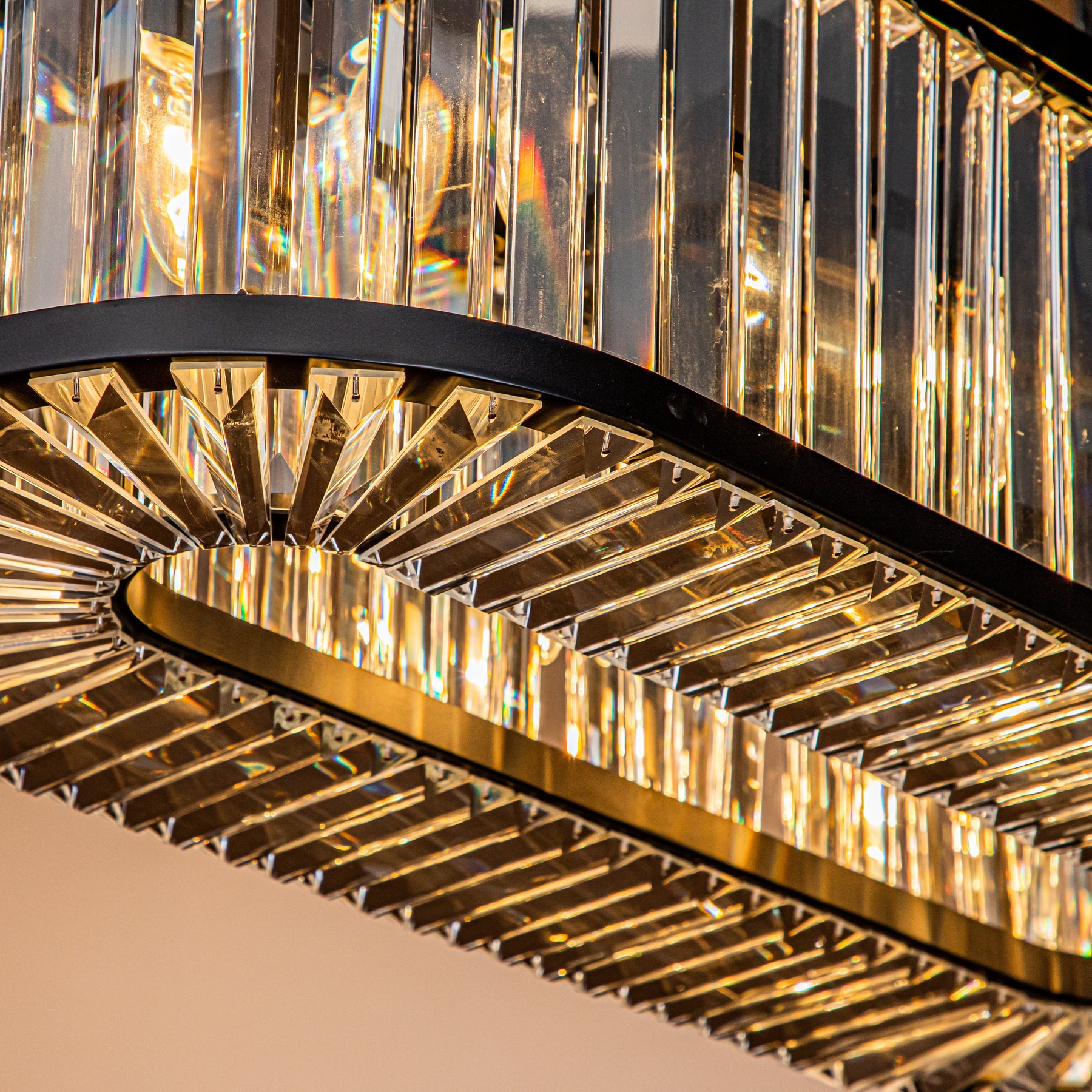 Modern Rectangular Crystal Chandelier in Matte Black