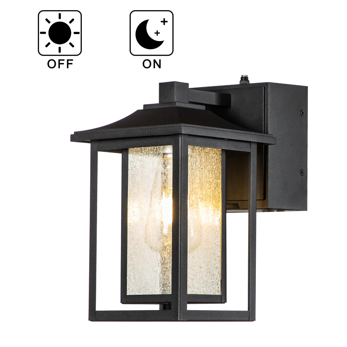Dusk-to-Dawn Outdoor Wall Lantern with GFCI Outlets